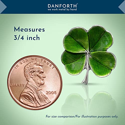 DANFORTH Pewter Four Leaf Clover Lapel Pin | Handcast Shamrock Pins | Made in USA by Vermont Artisans | St Patricks Day Lapel Pins | 0.75 Inch Lapel Pin for Men | Classic Lucky Irish Souvenir Accessory