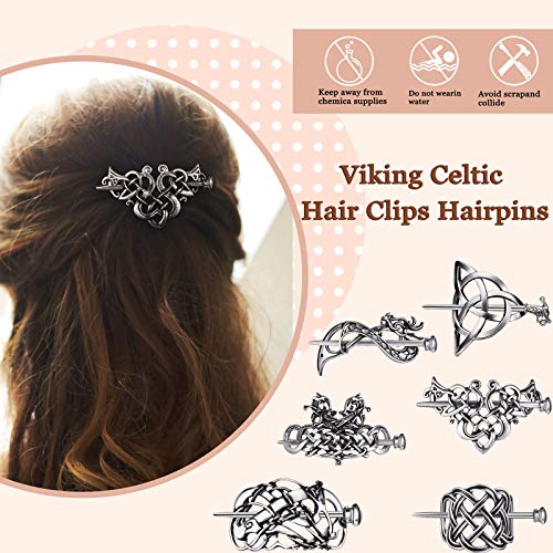 Syhood 6 Pieces Retro Silver Viking Celtic Alloy Hair Clips - Hair Accessories for Women Girls - style: Retro