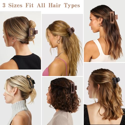 12 PCS Hair Claw Clips for Women – Small Medium Large Claw Clips for Thin or Thick Hair (Black) - color: Black