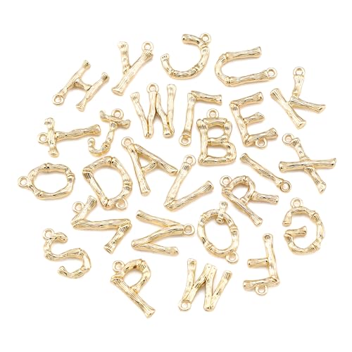 Craftdady Letter Charms Capital Pendants Mixed A-Z Initial Letter Number Charms DIY Bracelet Necklace Pendants for Jewelry Making, Gold, Antique Silver, Platinum - color: 18K Gold A