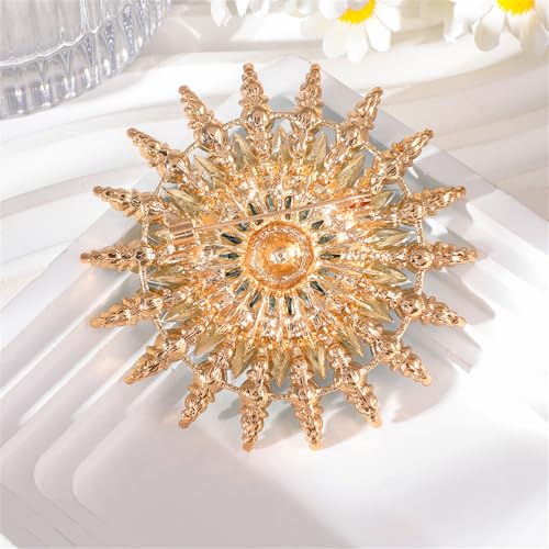 Rhinestone Sunflower Brooch Pin Red Pink Flower Brooch Stylish Crystal Brooch Elegant Clothing Hat Bag Accessories Jewerly for Women - color: Blue1