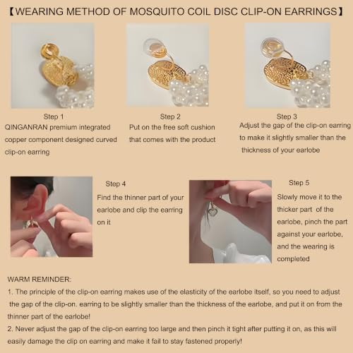 Clip-On Earrings for Womem Flower Faux Pearl Non Piercing Earrings Jewelry - color: White Rose