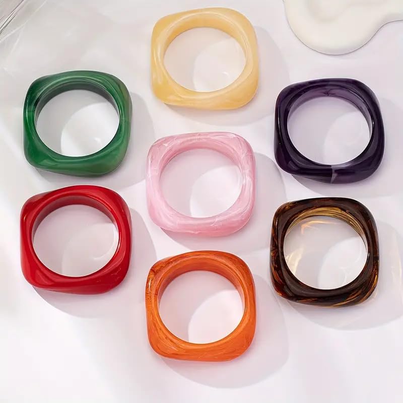 Colorful Acrylic Resin Open Bracelet Geometric Simple Transparent Tortoiseshell Acetate Plate Cuff Bangle Lightweight Chunky Thick Thin Wide Face Plastic Bracelet for Women Jewelry - color: B red