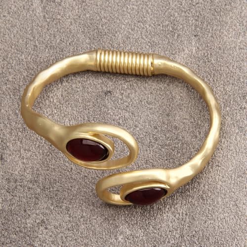 GelConnie Chunky Cuff Bangle Bracelet for Women, Statement Jewelry | Gold and Silver Tone Cuff Bangles with Resin, Crystal and Textured Accents for Party, Vacation and Dressy Looks - style: Bangle 02-Gold