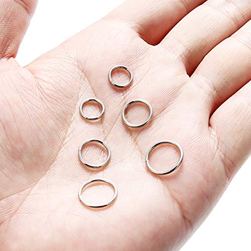 SCERRING 18G Stainless Steel Hinged Clicker Segment Septum Nose Lip Ring Hoop Cartilage Tragus Sleeper Earrings Body Piercing Jewelry 6mm 8mm 10mm 6PCS - color: 3 Pairs - Silver