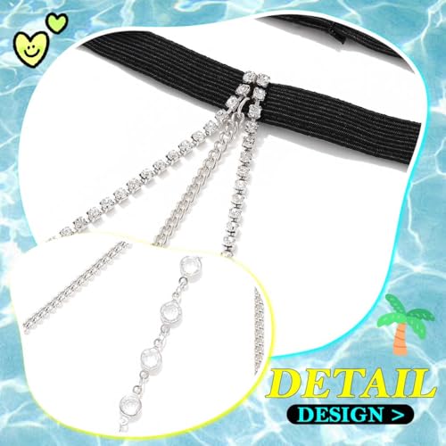 Rhinestone Thigh Chain Beaded Thigh Jewelry for Women - color: Silver