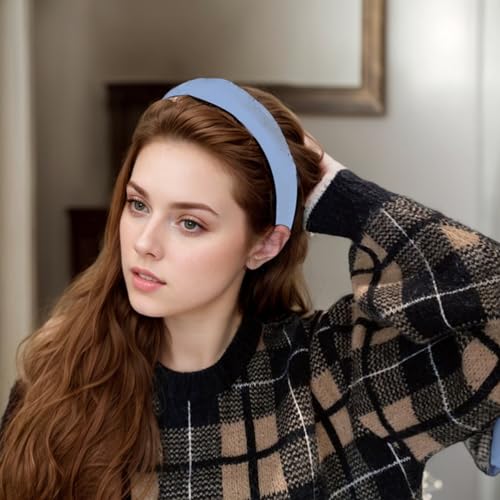 5PCS Padded Headband,Padded Headbands for Women, Wide Plain Puffy Headband, Fashion Elastic Thick Headbands, Portable Thick Hair Accessories for Barrette Styling Tools