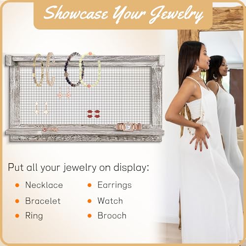 Jerry & Maggie Wall Mounted Jewelry Organizer, Wooden Necklace Holder Hanger with Hooks, Wall Jewelry Organizer Wall Mount for Necklace Display (6 Pack) - color: 6 Pack