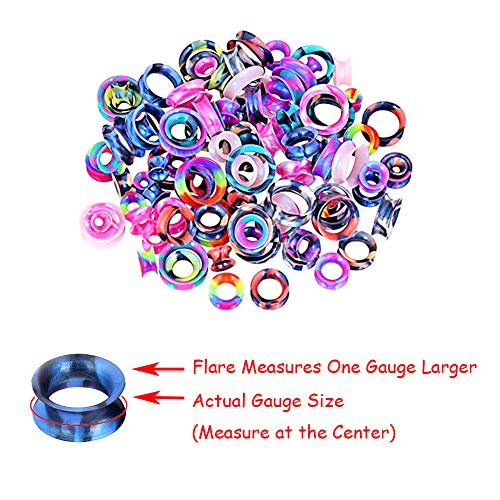YOFANST 24pcs-100pcs Colorful Silicone Ear Gauges Double Flared Ear Tunnels Set Stretchers Expander Ear Piercing Jewelry - color: 24pcs, 1/2"