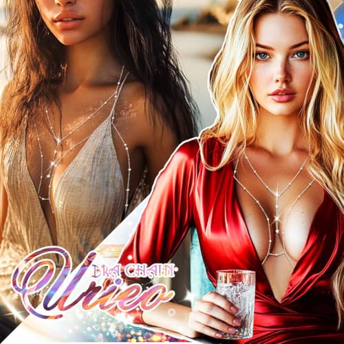 Urieo Sparkly Beads Bra Chain Silver Crystal Chest Chains Rhinestone Layered Sexy Nightclub Beach Rave Body Chain for Women - style: A-silver