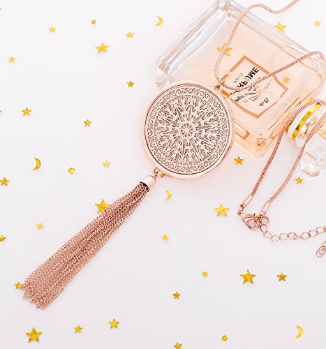 MOLOCH Long Necklaces For Woman Disk Circle Pendant Necklaces Tassel Fringe Necklace Set Statement Pendant - color: rose gold