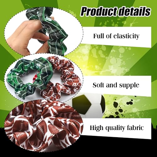 80 Pcs Football Silk Hair Scrunchies Sports Stain Hair Ties Rugby Elastic Ponytail Bands Football Party Accessories Silk Ponytail Holders Soccer Scrunchy for Women Girl Rugby Party Team Gifts - style: Football