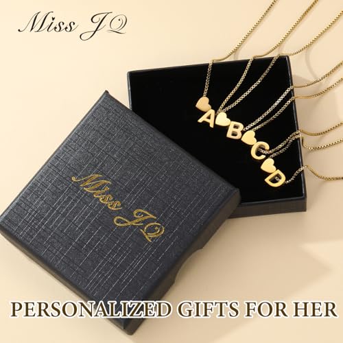 18K Real Gold Plated Heart Initial Necklace for Women-Personalized A-Z Letter Pendant on Durable Stainless Steel Box Chain (16+2.5 inch Adjustable) Hypoallergenic Everyday Jewelry Gift Boxed for Mom Wife - style: Gold:S
