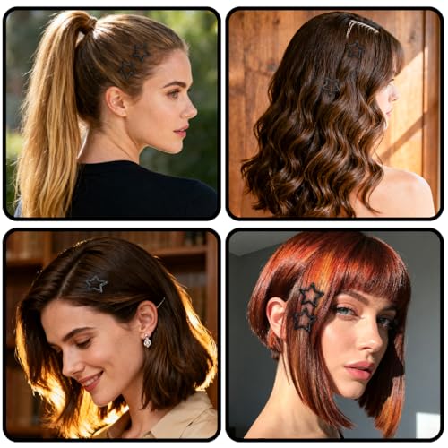 64 Pcs Metal Snap Hair Clips for Women,Small Snap Barrettes for Women Girls Thick Fine Hair (Black) - color: Black