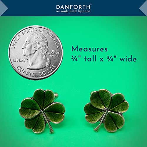 – Cufflinks For Men, Set Of 2, ¾” – Handmade High End Metal Cuff Links For Men – Fancy Jewelry For Guys – Made In USA - color: Green Four Leaf Clover