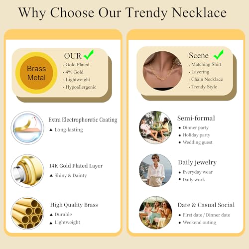 CHESKY 14K Gold Plated Chunky Necklace for Women, Trendy Toggle Clasp | Statement Pendant Necklace, Layered Paperclip Chain, Toggle Clasp Design, Thick Gold Chain, Non Tarnish Everyday Jewelry - color: gold, style: paperclip