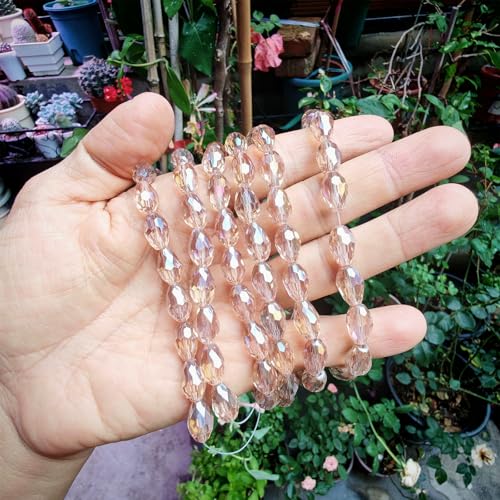 8x12mm Teardrop Glass Beads for Jewelry Making, Vertical Hole Faceted Crystal Prism Beads for Pendants Bracelet Necklace Earring, Silver Champagne 100pcs - color: Silver Champagne