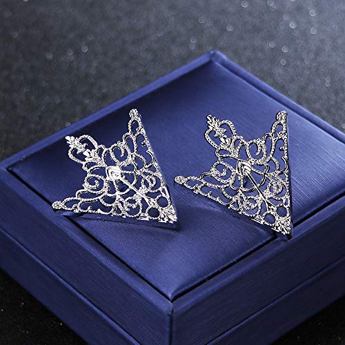 WCRAZYE Retro Hollow Pattern and Angle Triangle Collar Pins for Men Women Fashion Simple Gold Silver Palace Brooch Clip Pin Brooches Buckle Shirt Collar Decoration Parts - style: 3 Pairs Triangle Pins