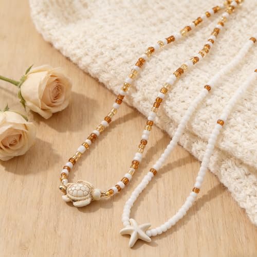 Boho Beach Jewelry Sets for Women | Summer Seashell Starfish Accessories, Necklace, Earrings, Rings Anklet - style: 24pcs Boho Beach Set