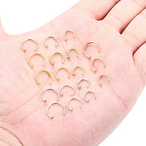 6-18pcs 18 Gauge Stainless Steel Body Jewelry Piercing Earrings Lip Nose Hoop Ring Unisex 6mm 8mm 10mm - color: 18PCS - Mix Color 2#