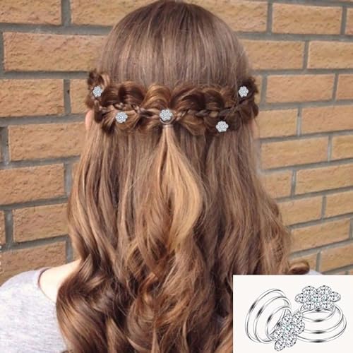 60 PCS 3 Shapes Gems Rhinestone Twister Hair Studs Set Diamond Spiral Pearl Flower Jewels Hair Pins Sticks for Wedding, Bridal, Prom, Party and Special Occasion(Flower Series) - color: Flower Series