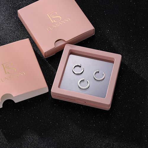 Gold Ear Cuffs Earrings for Women Non Piercing Clip on Cartilage Earrings | Trendy Gold Ear Cuff,Cartilage Clip on Earrings,Thin Huggie Hoop CZ Earring Set ,Fashion Jewelry,Non Tarnish,Gift - style: 3pc thin cz-sl