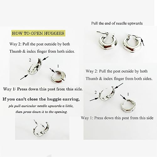 Wgoud 6 Pairs Chunky Gold Hoop Earrings for Women, 14K Gold Plated Hoop Earrings Hypoallergenic, Thick Lightweight Twisted Huggie Hoops Earring Set for Women’s Jewelry GIfts - color: 6 Prs Chunky Silver