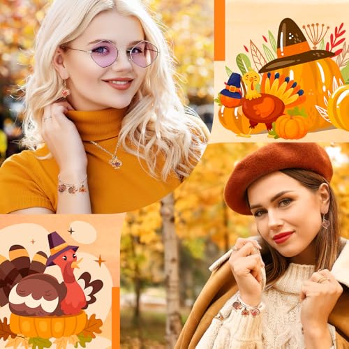 60Pcs Thanksgiving Turkey Charms, Fall Charms for Jewelry Making | Enamel Metal, Thanksgiving DIY Crafts, Earring Necklace Bracelet Making, Autumn Jewelry Pendants - style: Turkey Charms
