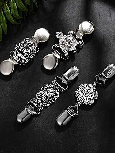 Jetec 4 Pieces Vintage Sweater Shawl Clips Retro Cardigan Collar Dress Shirt Brooch Clips for Women Wearing, 4 Styles - style: Retro
