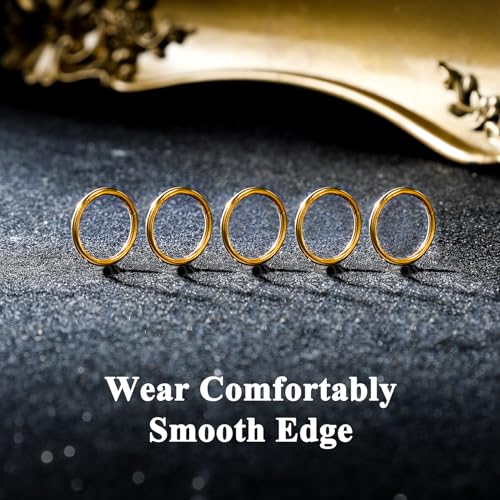 ONESING 5pcs Nose Rings Hoops 14G-20G Hinged CZ Conch Piercing Jewelry 316L Surgical Steel Septum & Lip Rings 6mm-14mm - color: Gold, size: 16G(1.2mm)-8mm