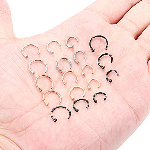6-18pcs 18 Gauge Stainless Steel Body Jewelry Piercing Earrings Lip Nose Hoop Ring Unisex 6mm 8mm 10mm - color: 18PCS - Mix Color 1#