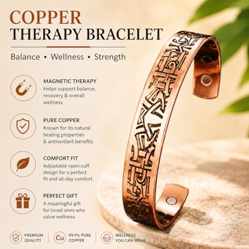 Pure Copper Cuff Bangle Bracelet 100% Solid, Raw & Uncoated Handmade Bracelets Jewelry Cuff Gift Bangle for Women & Men - color: Copper CB-105