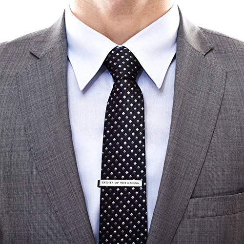 Father of the Bride and Groom Gifts - Wedding Tie Clips for Groomsmen From the Bride - Stainless Steel Tie Bars - color: Father of The Groom-White