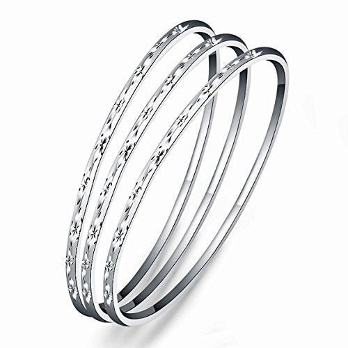925 Sterling Silver Bangle Bracelet Bangles for Women/Girls | Bangle Bracelets for Women | 925 Sterling Silver Bracelets for Women | Dainty Bracelets - size: 7CM, style: Carved Bangle