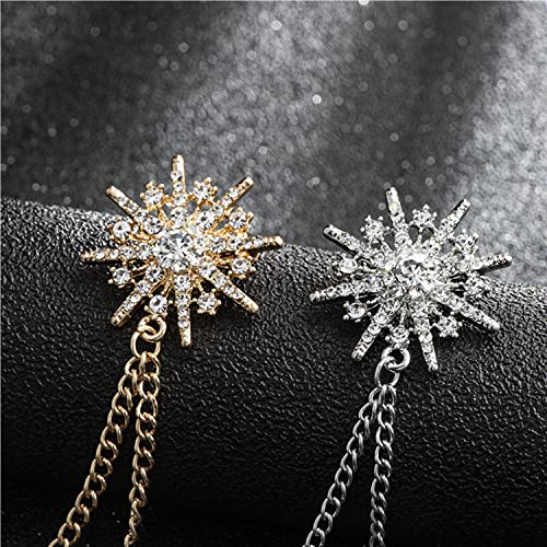 Collar Chain Pin for Men and Women - Hanging Tassel Brooch Lapel Pin for Business Suits - Bar Pin With Long Chain - Gifts - color: E: silver