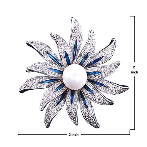 Brooch Pins for Women Girls Fashion Flower Crystal Rhinestone Pearl Jewelry - color: Color 6
