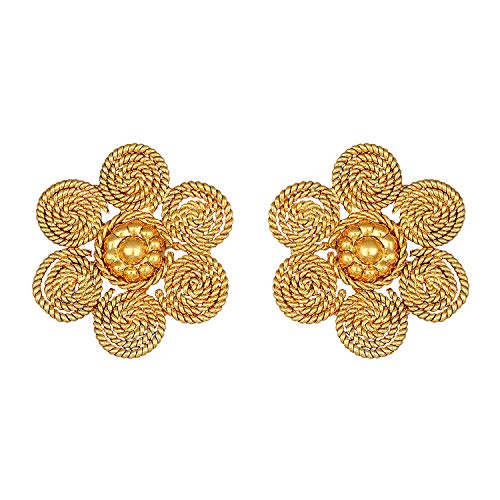 Aheli Bollywood Traditional Gold Tone Short Necklace Earrings Jewelry Set Gift for Women Wedding Party Ethnic Fashion Wear - color: Gold 5