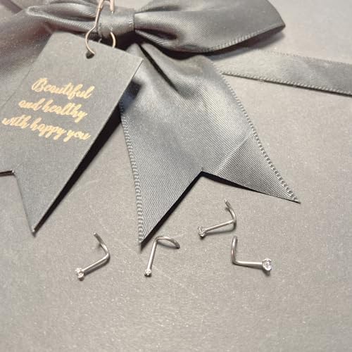 4pcs Grade 23 Titanium Nose Studs 20G/18G Flat/CZ Tiny Nose Rings Hypoallergenic G23 Nostril Piercing Jewelry for Women Men 1.5mm 2mm 2.5mm 3mm Flat Nose Bone Straight/Screws/L Shaped - color: 4pcs Screws CZ(1.5mm 2mm 2.5mm 3mm)