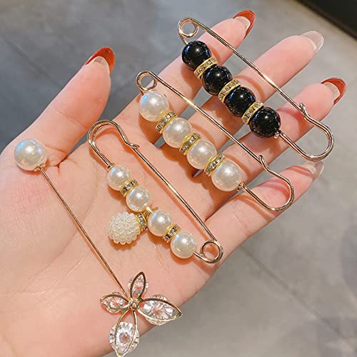 Brooch Pins for Women Sock Charms Pearl Brooches for Women Fashion Cover Up Buttons Clothing Dresses Decoration Accessories Pant Waist Tightener Safety Pins