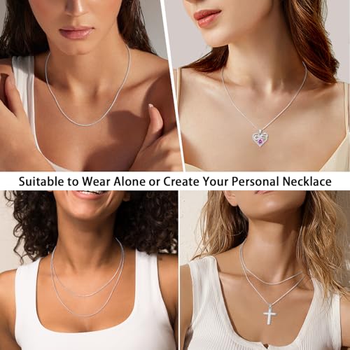 Jewlpire 18k Gold Plated 925 Sterling Silver Chain Necklace for Women, 1.2mm Cable Chain Necklace Super Sturdy & Shiny Women's Chains Necklaces 14/16/17/18/20/22/24 Inches - color: 925 Sterling Silver, size: 17 Inch
