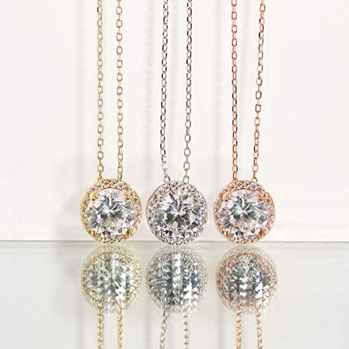 A+O Gift for Mom, Aunt, Grandma - Solitaire Halo Necklace in Gold, Rose Gold, Silver - style: MOTHER, Gold