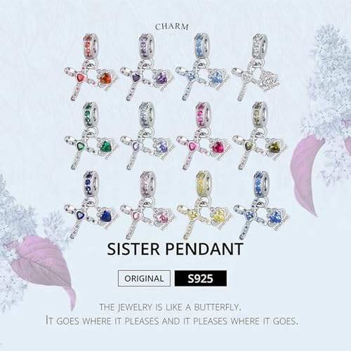 Silver Cross Birthstones Charm Fit for Pandora Charms Bracelet Crown Dangle Charms Beads Birthday Jewelry Gifts for Women - style: October