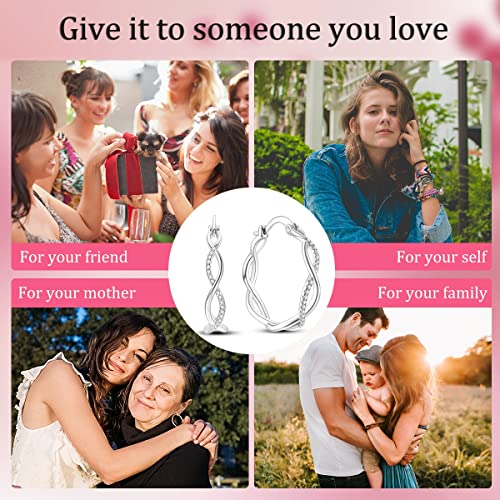 NARMO 925 Sterling Silver Earrings for Women Hypoallergenic Hoop Earrings - color: Twist Irish Celtic Knot