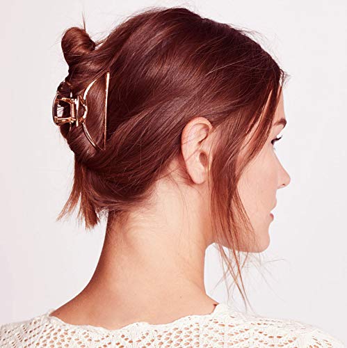 HH&LL Hair Clips, Metal Hair Claw Barrette Clamp Jaw for Women (2, Gold+ Rose Golden) - color: Gold+ Rose Golden