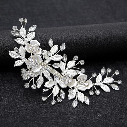 Bridal Hair Accessories Silver Wedding Hair Duckbill Clip for Brides, Handmade Rhinestone Hair Vine Wedding Head Pieces for Women and Bridesmaids Flower Girls - color: Silver