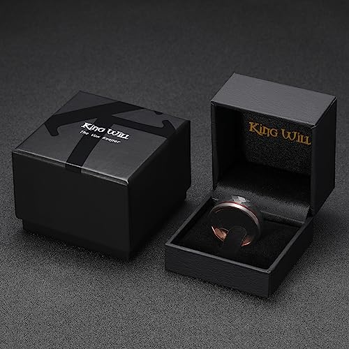 King Will Mens Tungsten Carbide Wedding Band with Groove Design | 6/7/8mm Width, Grooved, Comfort Fit, Everyday Wear - color: Hammered Brown-8mm