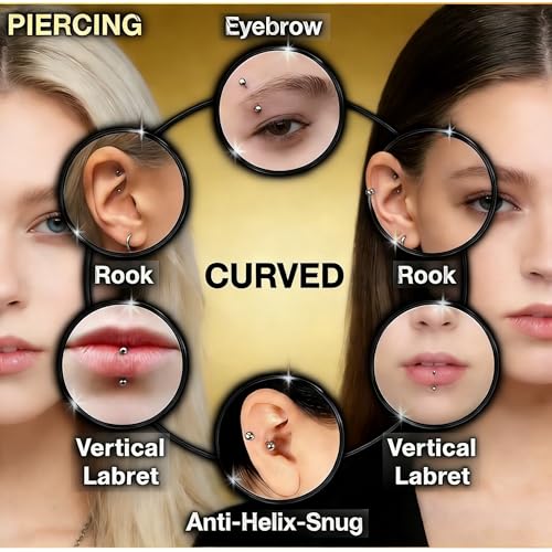 Prjndjw Internally Threaded Eyebrow Piercing Jewelry Surgical Steel Curved Barbell Tiny Eyebrow Ring Vertical Labret Lip Jewelry Ear Rook Earrings for Women Men 20g 16g 6mm/8mm/10mm/12mm - color: Silver internal thread 16G Curved Bar Piercing Jewelry