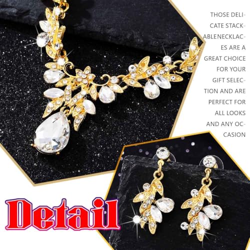 Sixexey Bridal Wedding Jewelry Set Crystal Neck Jewelry Rhinestone Wedding Prom Jewelry Accessories for Women - color: Crystal