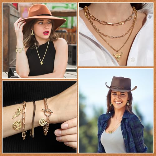 MARFOREVER 40 Pcs/20 Pairs Western Cowboy Cowgirl Charms for Jewelry Making | Alloy Antique Gold Dangle Boot Hat Horse Cactus Pendants Charm, for Bracelet Necklace Earrings Making Accessories DIY Crafts - style: Western Cowboy Cowgirl