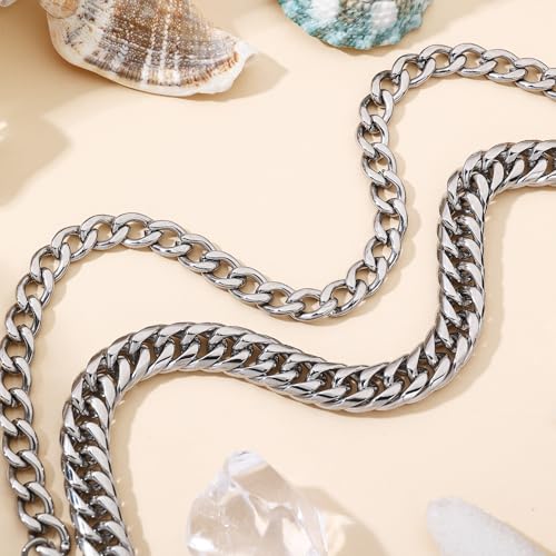 2PCS Ankle Bracelets for Women - Gold/Silver Plated Stainless Steel Anklets Set - Waterproof Layered Cuban Link Chain Anklet Bracelet Summer Beach Foot Jewelry Gifts for Women - color: Style 2-Silver